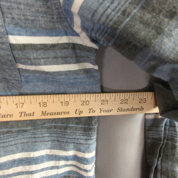 Tentree‎ Shirt Mens L Blue Striped Linen Cotton Hood - Picture 5 of 8